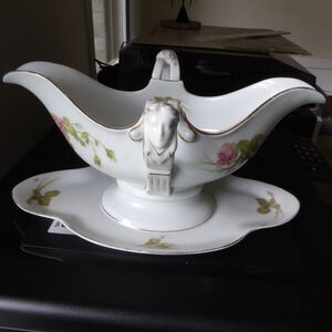 VTG Circa 1920s Rosenthal Empire Gravy Bowl W/ Woman Face Handles & Underplate